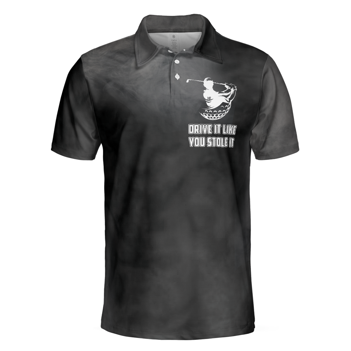 Swing Thoughts Short Sleeve Golf Polo Shirt Black And Smoke Golfing Shirt Funny Golf Shirt For Men - 3