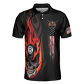 Flame Skull Billiards Pool Polo Shirt American Flag Billiards Polo Shirt Gift For Pool Players - 3