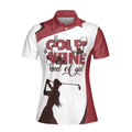 Golf And Wine Kind Of Girl Golf Short Sleeve Polo Shirt White And Red Golf Women Polo Shirt Golf Shirt For Wine Lovers - 3