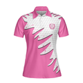 Golf Ball Texture With Pink Color Golf Short Sleeve Women Polo Shirt Pink Golf Shirt For Women - 3