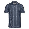 Vertical Stripe Golf Club Polo Shirt Black And White One Line Drawing Golfer Polo Shirt Unique Golf Shirt For Men - 3