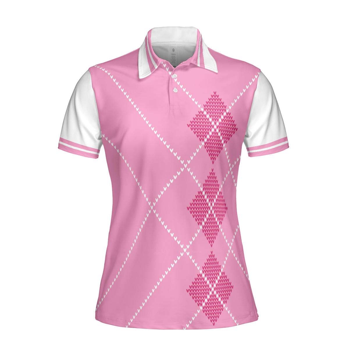 Eat Sleep Golf Repeat Golf Short Sleeve Women Polo Shirt Pink Argyle Golf Shirt For Ladies - 3