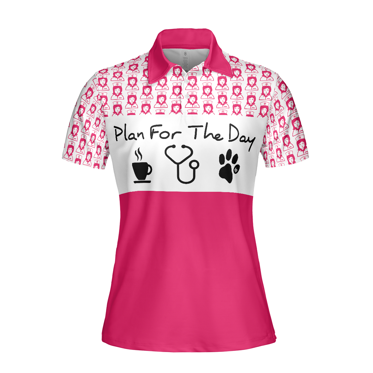 Plan For The Day Nurse Life Short Sleeve Women Polo Shirt Pink And White Nurse Vibes Shirt For Women - 3