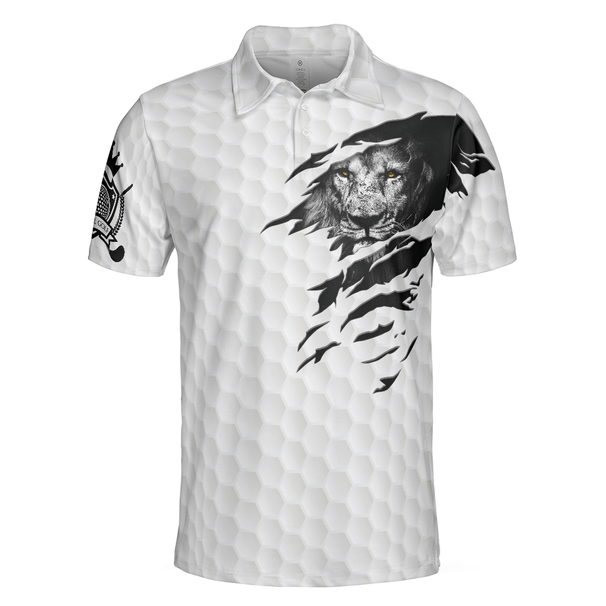 King Of Swings Lion Golfing Polo Shirt Black And White Lion King Sketching Polo Shirt Best Golf Shirt For Men - 3