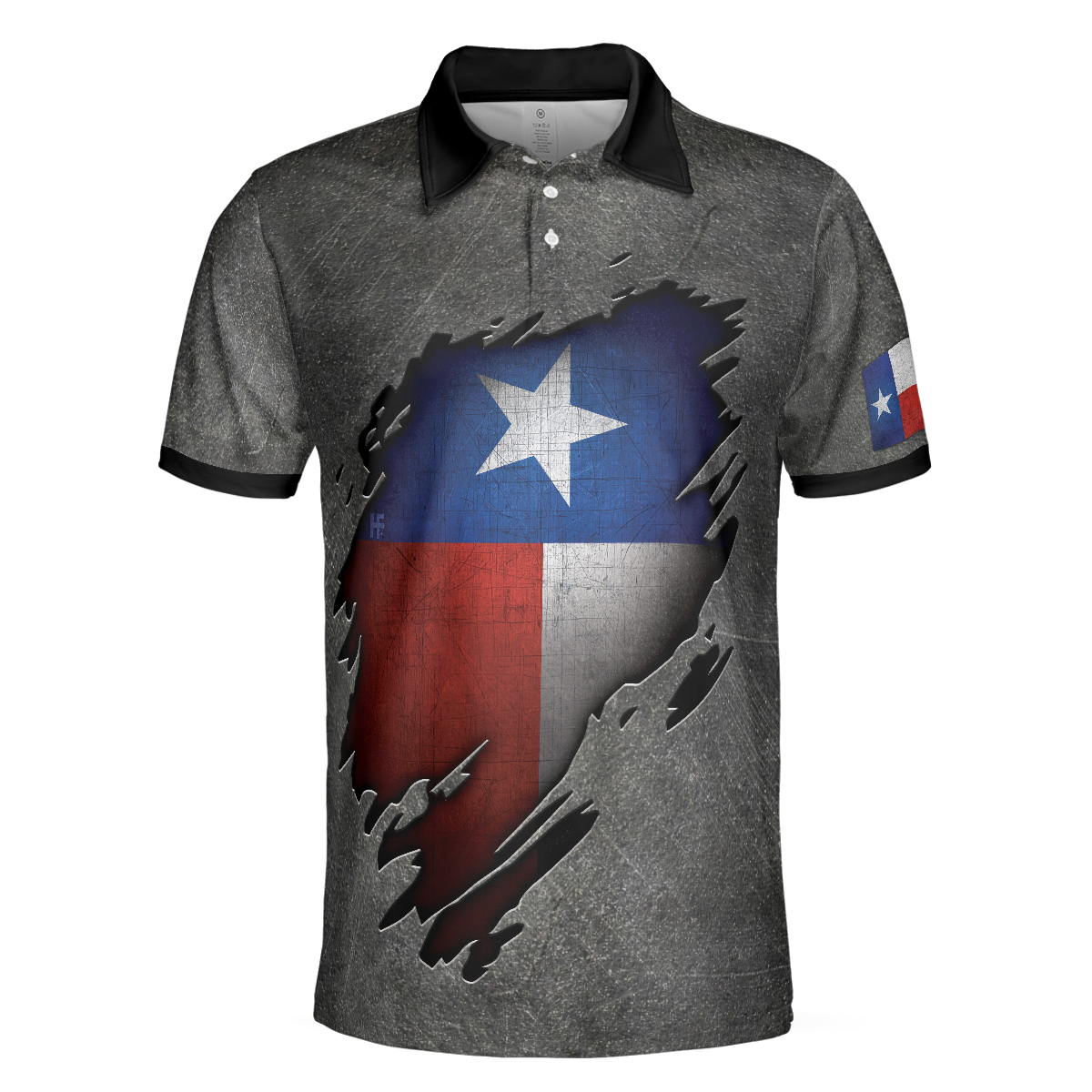 Ripped Texas Flag All Over Print Short Sleeve Polo Shirt For Golf Grunge Texas Polo Shirt Texas Proud Shirt For Men - 3