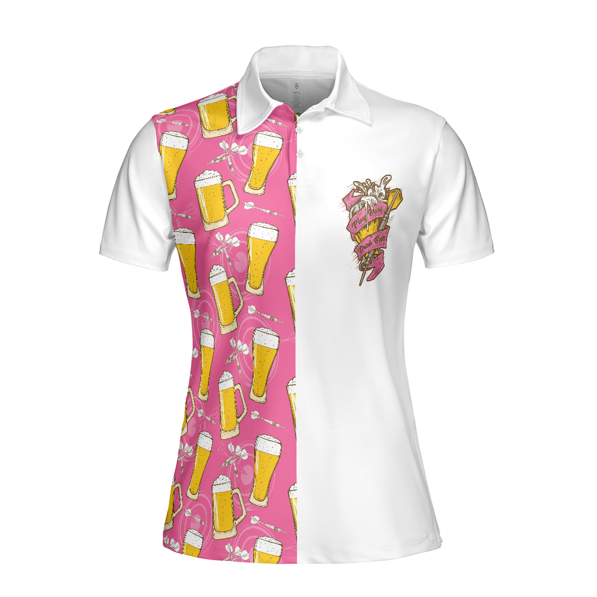 Im A Darts And Beer Kinda Girl Short Sleeve Women Polo Shirt Funny Ladies Darts Shirt Darts Gift For Women - 3