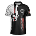 SM2 Skull Black And White American Flag Polo Shirt - 3