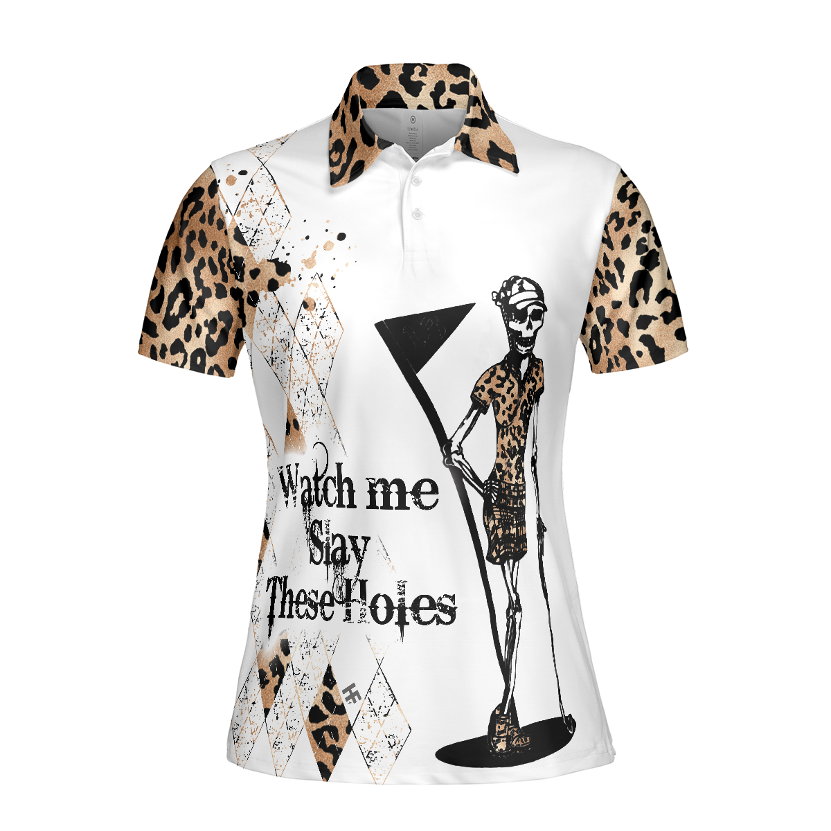 Watch Me Slay These Holes Panther Skin Pattern Short Sleeve Women Polo Shirt - 3