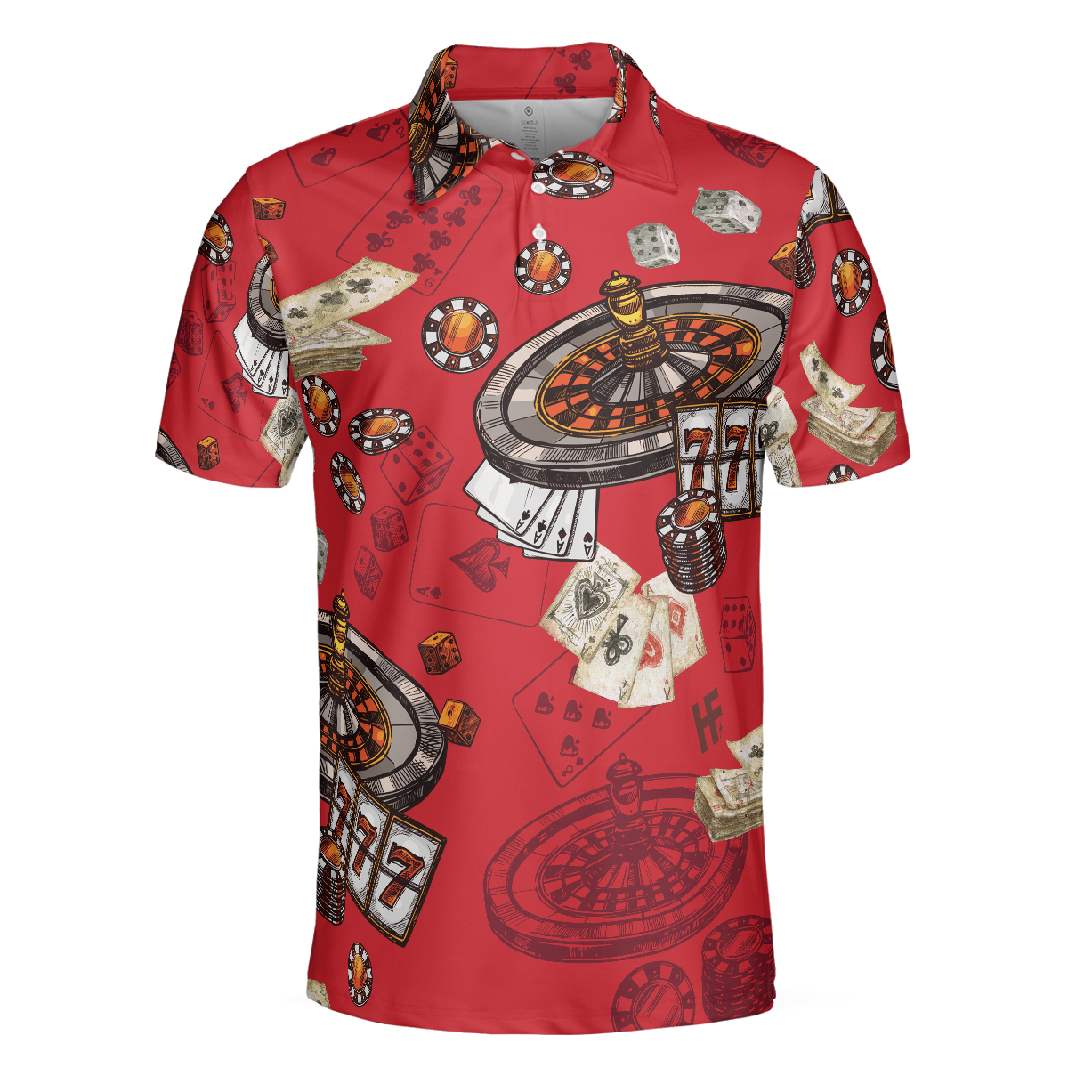 Casino Pattern Red Short Sleeve Polo Shirt Roulette Wheel Polo Shirt Best Casino Shirt For Men - 3