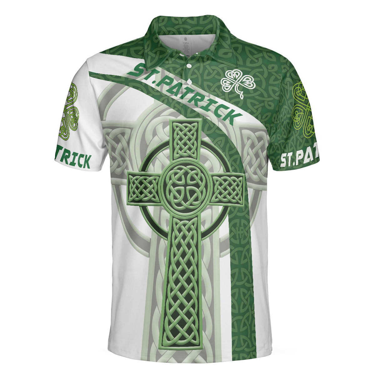 St Patrick Day With Celtic Cross Polo Shirt Green Saint Patricks Day Shirt St Patrick Themed Shirt For Irish - 3