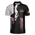 Skull American Flag With Golf Club Polo Shirt Black And White American Flag Polo Shirt Patriotic Golf Shirt For Men - 3