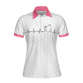 Heartbeat Golfer White And Pink Golf Short Sleeve Women Polo Shirt Golf Shirt For Ladies - 3