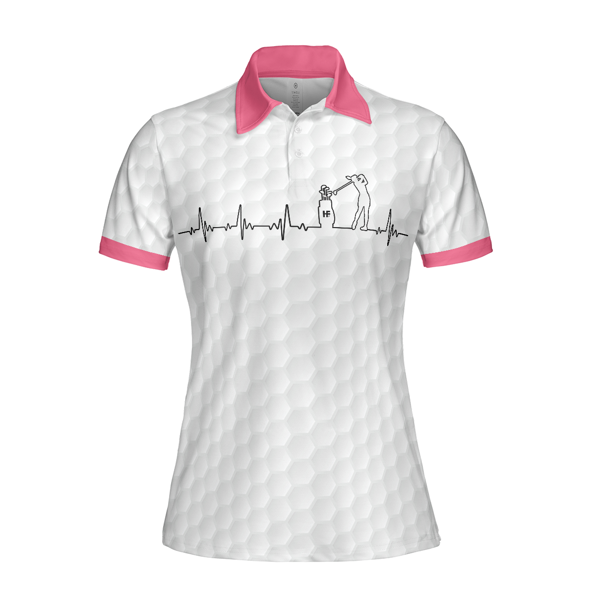 Heartbeat Golfer White And Pink Golf Short Sleeve Women Polo Shirt Golf Shirt For Ladies - 3