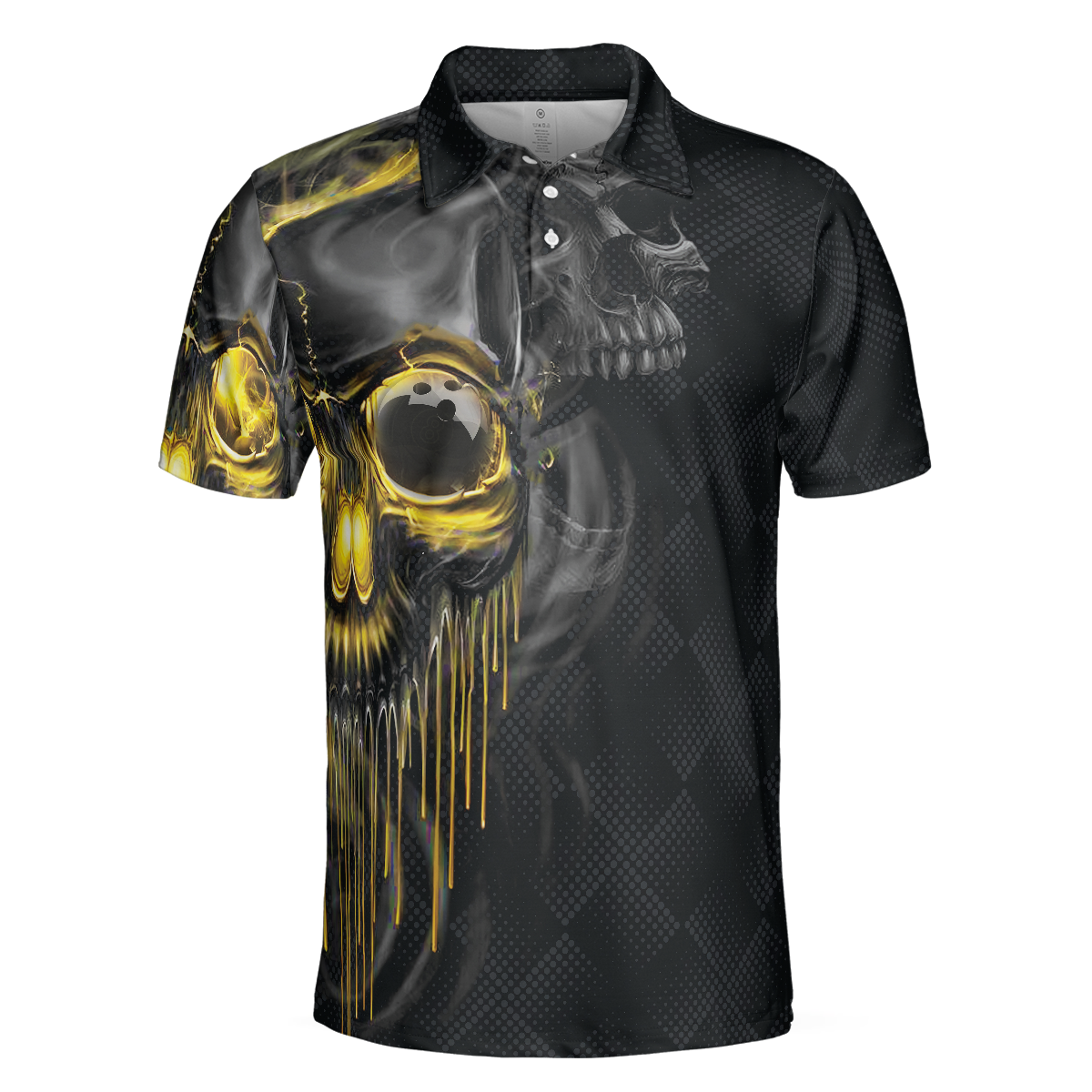 Bowling Shut Up Polo Shirt Scary Halloween Gift Idea For Male Bowlers Skull Bowling Polo Shirt - 3