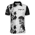 Skull Golf Reaper Polo Shirt Black And White Argyle Pattern Polo Shirt Best Golf Shirt For Men - 3