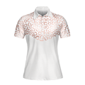 Rose Gold Leopard Pattern Shirt Short Sleeve Women Polo Shirt - 3