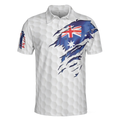 Golf Australian Flag Polo Shirt White Golf Pattern Polo Shirt Best Australian Golf Shirt For Men - 3