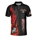 Firefighter Skull Flame Short Sleeve Polo Shirt First In Last Out American Flag Firefighter Shirt For Men - 3