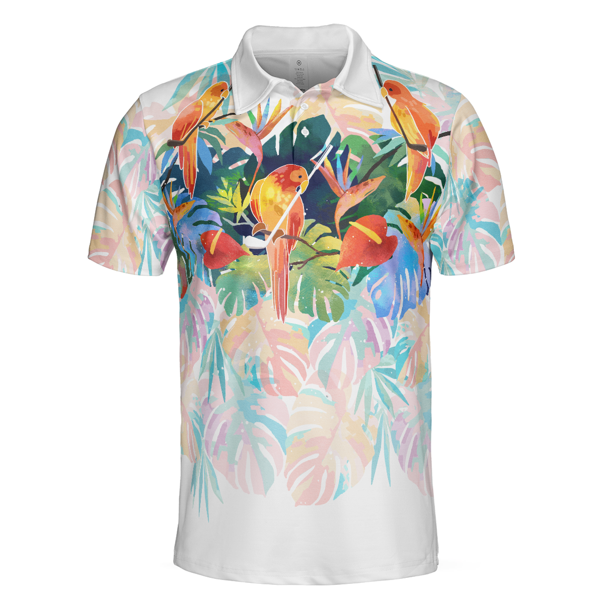 Tropical Parrots Golf Polo Shirt For Men - 3