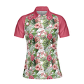 Golf Ball On Tropical Flowers Background Short Sleeve Women Polo Shirt - 3