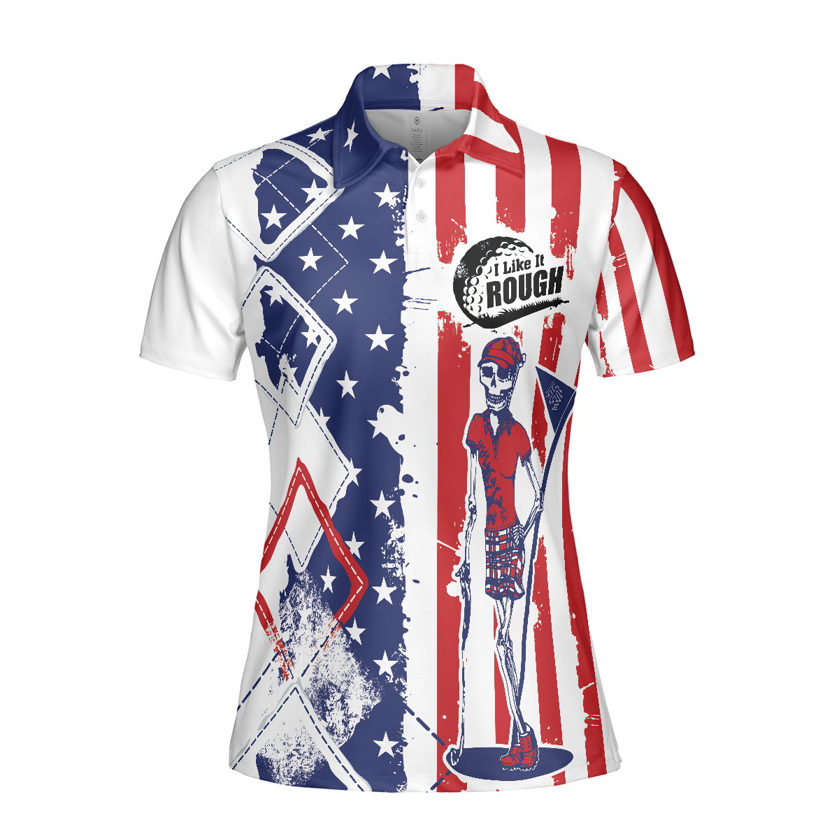 I Like It Rough Golf Short Sleeve Women Polo Shirt Cool American Flag Argyle Pattern Golf Shirt For Ladies - 3