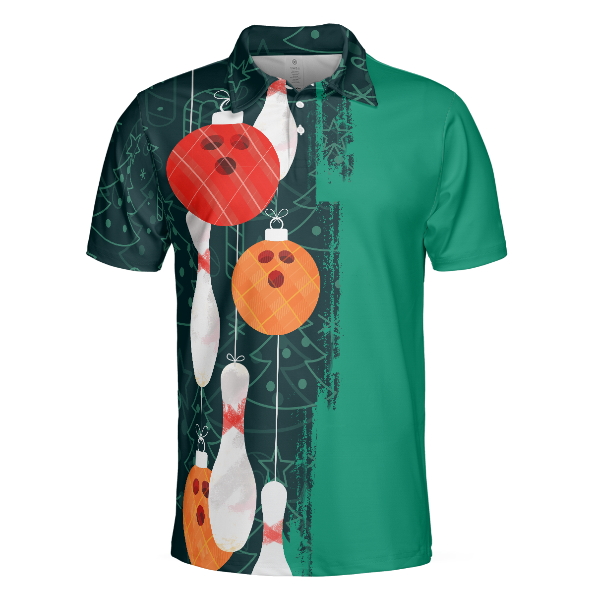 Christmas Bowling Decoration Light Mens Polo Shirts - 3