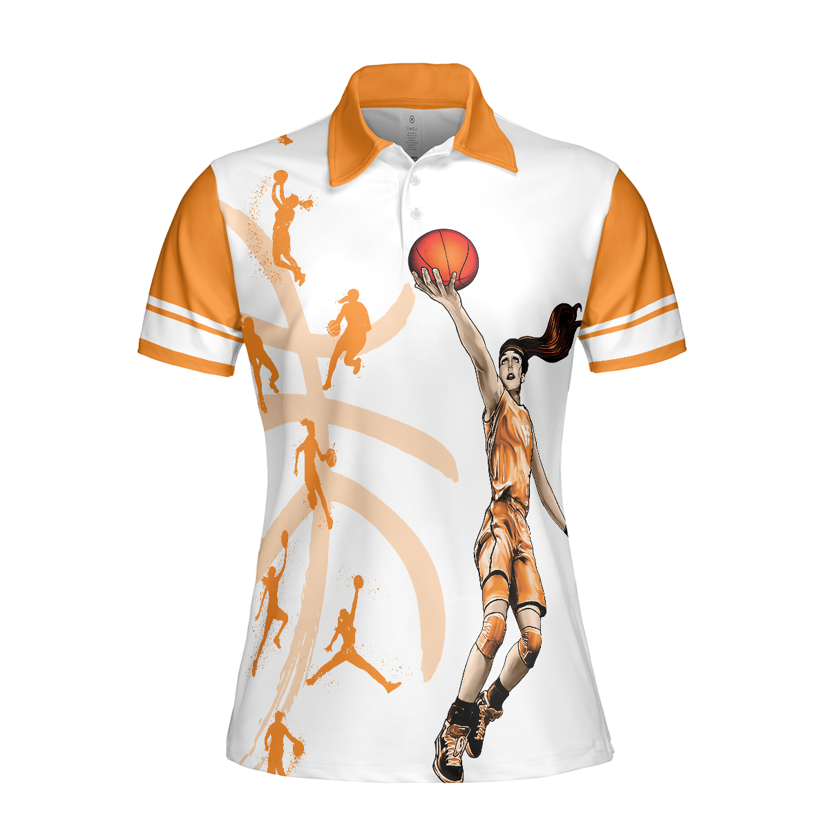 Anything Worth Doing Is Worth Doing With Passion Basketball Short Sleeve Women Polo Shirt White And Orange Basketball Shirt For Ladies - 3