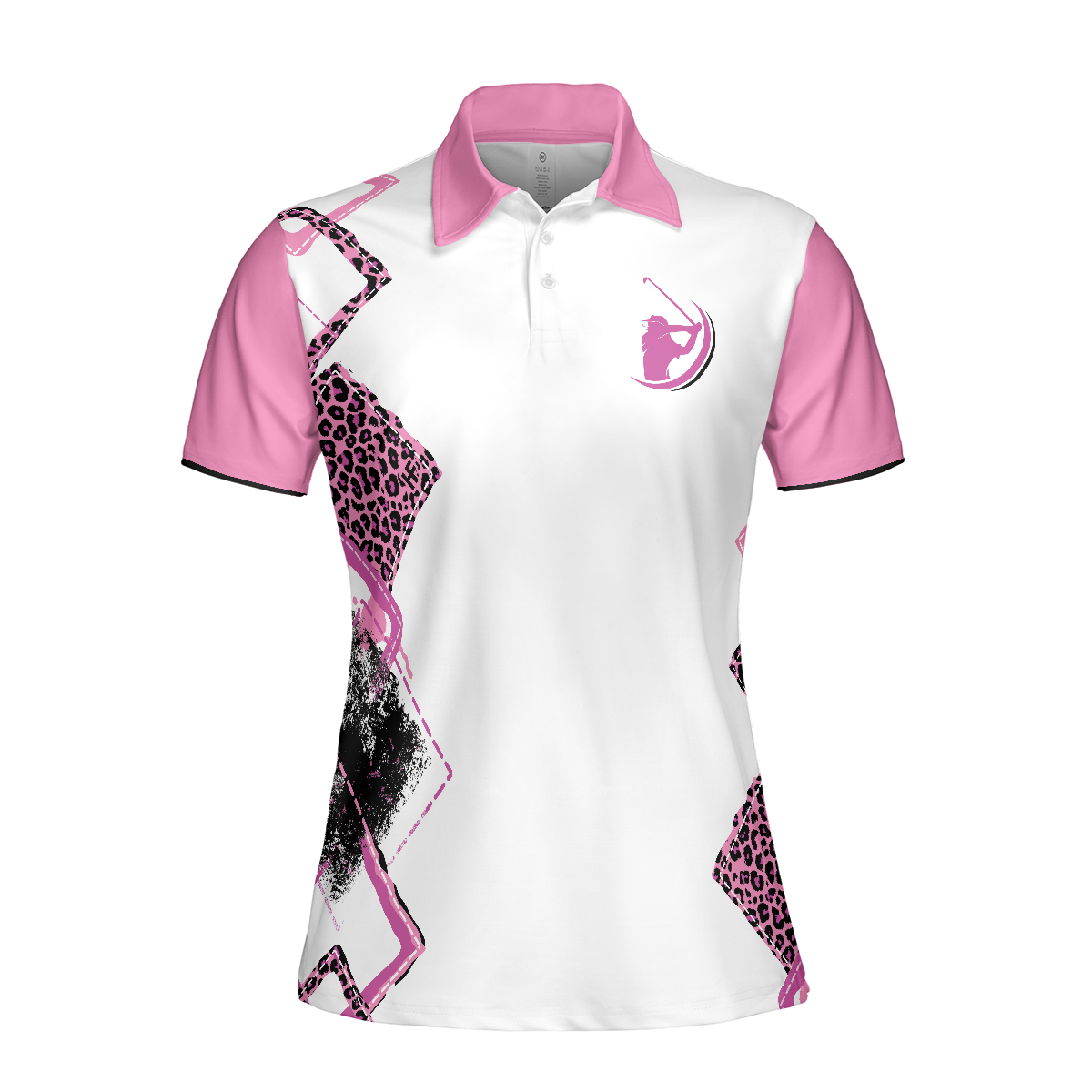 Grip It Rip It Sip It Short Sleeve Women Polo Shirt Pink Leopard Pattern Golf Shirt For Ladies - 3