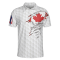 Golf Canada Flag Short Sleeve Polo Shirt Red Maple Leaf Golfing Polo Shirt Canadian Golf Shirt For Men - 3