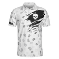 The Bitcoin Skull Polo Shirt Black And White Skull Cryptocurrency Shirt Bitcoin Short Sleeve Shirt Design - 3