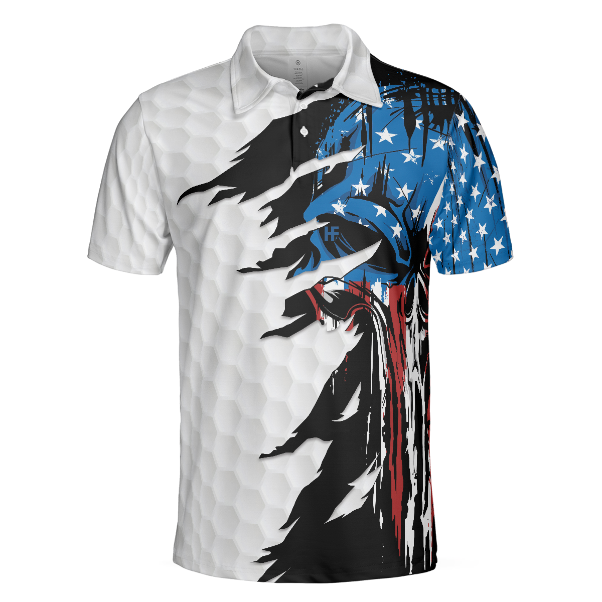 Skull American Ripped Golf Polo Shirt White American Flag Polo Shirt Patriotic Golf Shirt For Men - 3