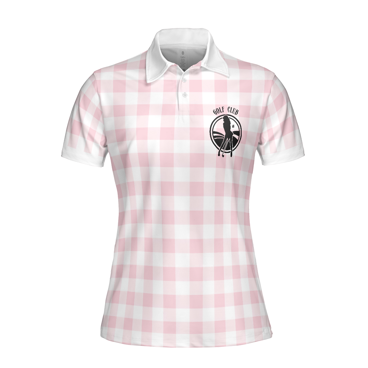 Sexy Golf Girl With A Golf Club Golf Short Sleeve Women Polo Shirt White And Pink Golf Shirt For Ladies - 3