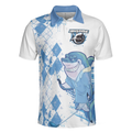 Jawsome Golfer Shark Short Sleeve Golf Polo Shirt Argyle Pattern Polo Shirt Best Golf Shirt For Men - 3