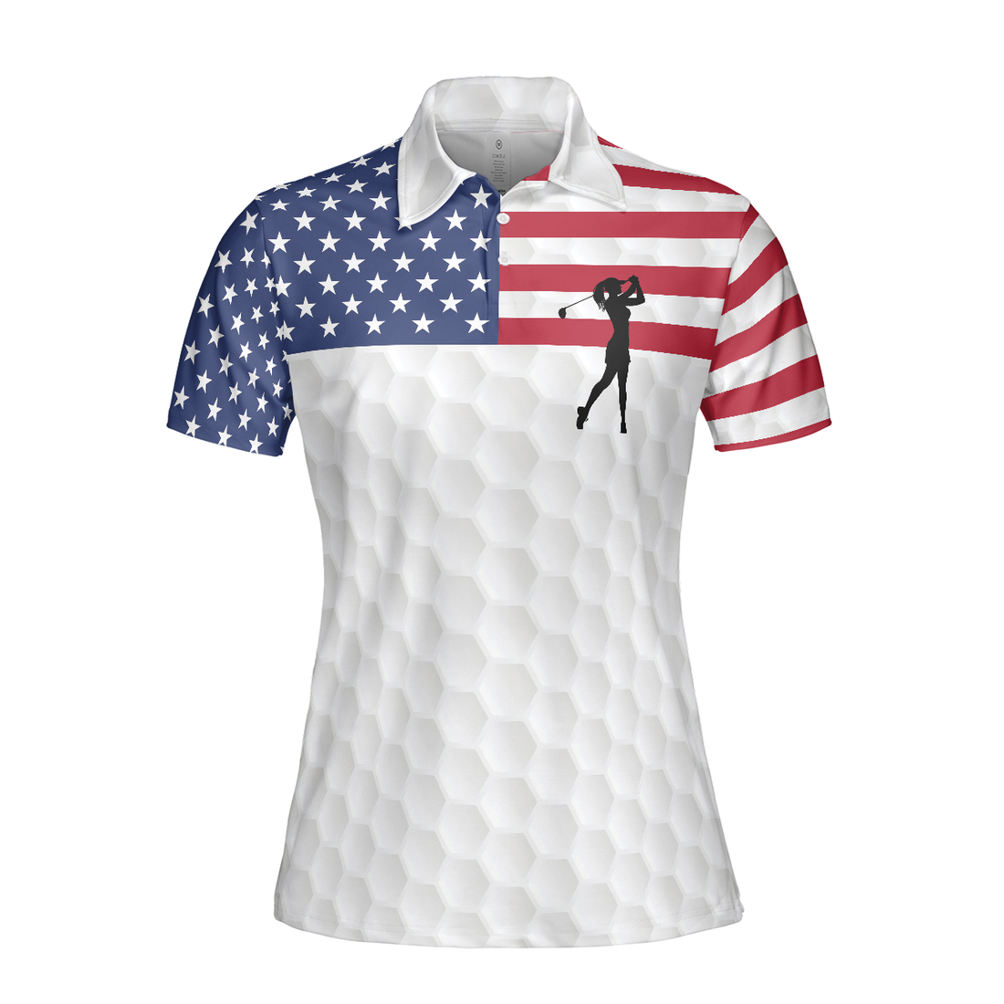 Premium American Golfer Female Version Short Sleeve Women Polo Shirt American Flag Golf Shirt For Ladies Cool Female Golf Gift - 1