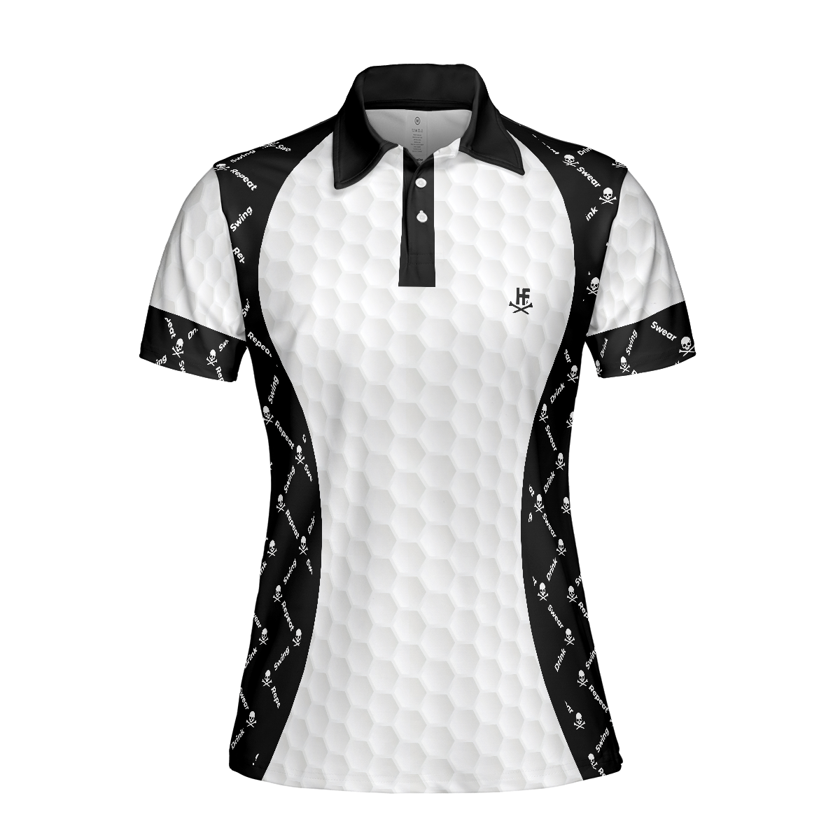 Swing Swear And Repeat With Skull Argyle Pattern Golf Short Sleeve Women Polo Shirt Basic Ladies Golfing Shirt - 3