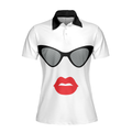 Sunglasses And Sexy Red Lips Golf Short Sleeve Women Polo Shirt Unique White Golf Shirt For Ladies - 3