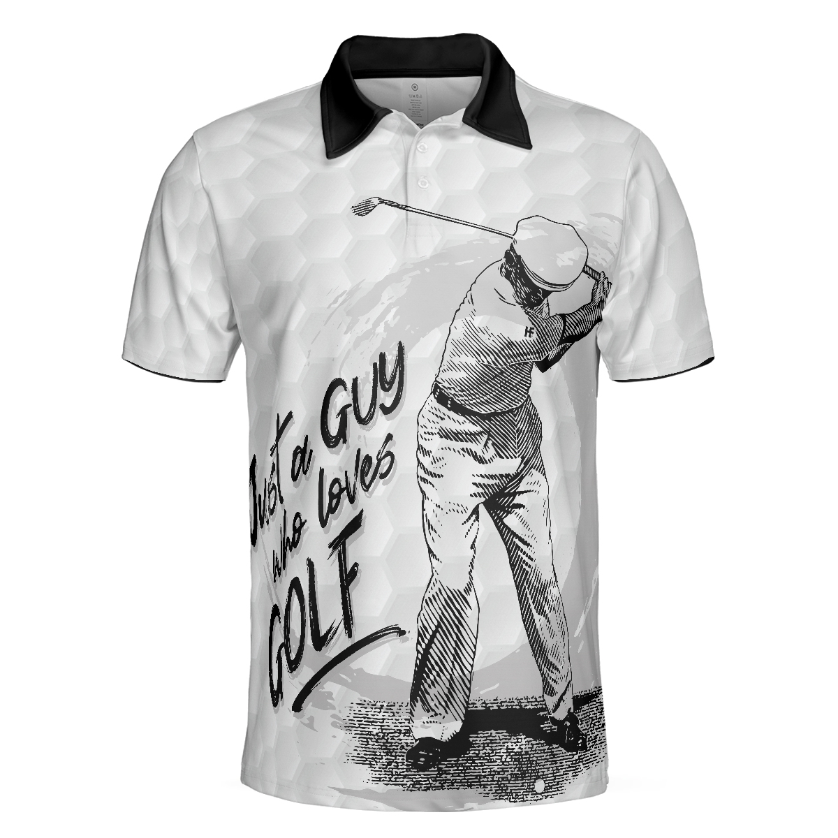 Just A Guy Who Loves Golf Polo Shirt Black And White Golfing Shirt For Male Basic Golf Shirt Design - 3