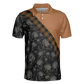 Golf Bourbon Polo Shirt Funny Drinking Golf Shirt With Sayings Skull Plaid Pattern Golf Shirt For Male - 3