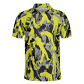 Golf Camo Light Green Pattern Golf Polo Shirt Yellow Silhouette Golfing Polo Shirt Camouflage Golf Shirt For Men - 1