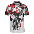 Red And White Camouflage Golf Set Skull Short Sleeve Polo Shirt Camo Golf Shirt For Men - 3