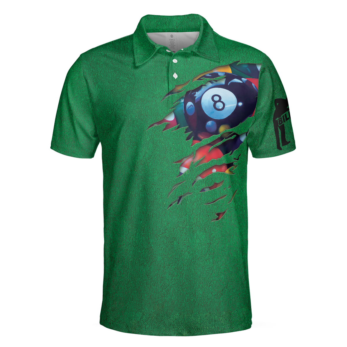 Billiards Green American Flag Polo Shirt Unique Billiards Shirt For Men Cool Gift For Pool Players - 3