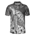 Hibiscus Turtle Shirt For Men Polo Shirt Sea Turtle Polo Shirt For Men Hibiscus Floral Shirt Design - 3