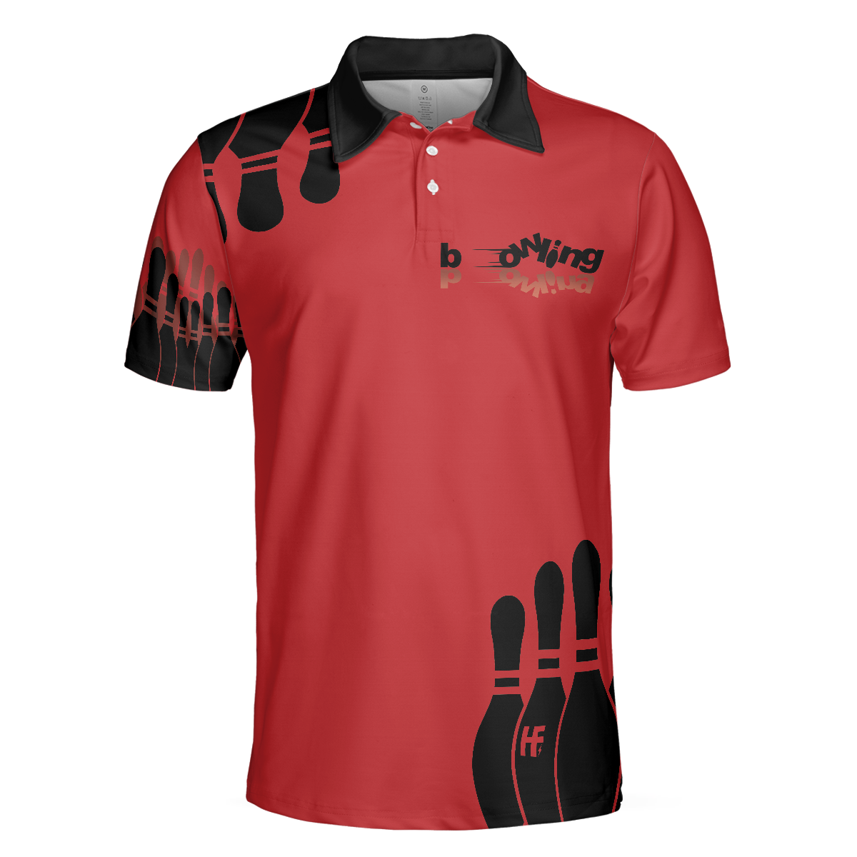 My Mind Is In The Gutter But My Balls Arent Bowling Polo Shirt Funny Red And Black Bowling Polo Shirt For Men - 3