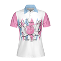 Queen Of The Lanes Pink And Blue Bowling Short Sleeve Women Polo Shirt Bowling Shirt For Ladies - 3