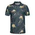 Tropical Flamingo Shadow Pattern Polo Shirt For Men - 3