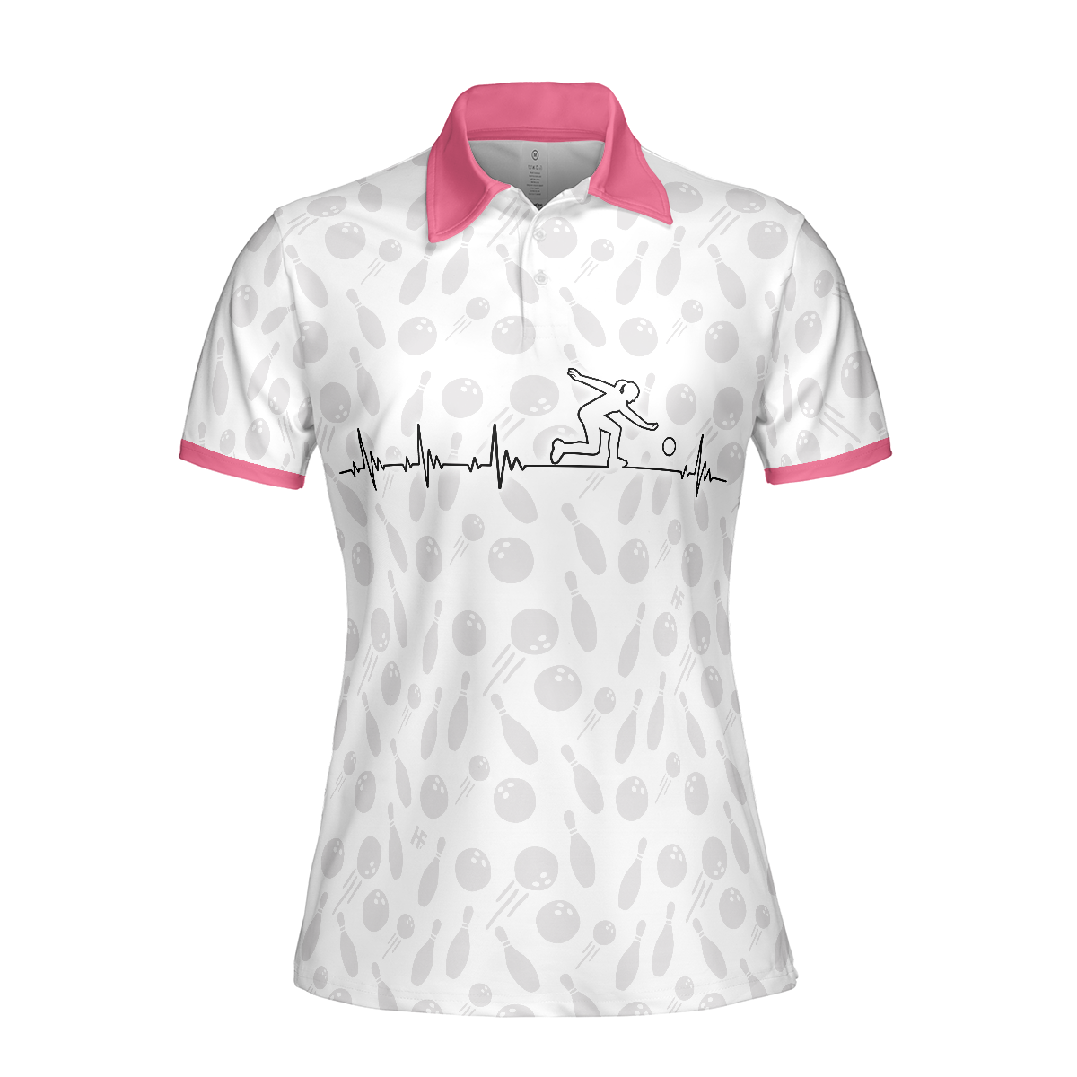 Bowling Is My Heart Bowling Short Sleeve Women Polo Shirt Bowling Balls And Pins Pattern Polo Shirt For Ladies - 3