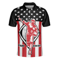 Baseball Hit Hard Run Fast Short Sleeve Polo Shirt Black Theme American Flag Polo Shirt Best Baseball Shirt For Men - 3