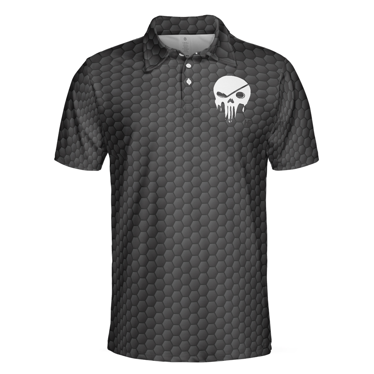 Golf Some Grandpas Polo Shirt Black Golf Seamless Pattern Skeleton Golfer Skull Golf Shirt For Men - 3