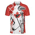 Golf I Like It Rough Canada Flag Polo Shirt Argyle Pattern Skeleton Golfing Polo Shirt Funny Golf Shirt For Men - 3