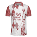 King Of The Golf Course Golf Polo Shirt Red Argyle Pattern Skeleton Golfer Polo Shirt Best Golf Shirt For Men - 3